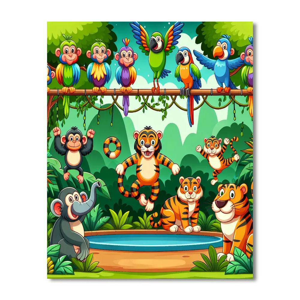 Joyful Jungle Gymnastics Painting Number Kit