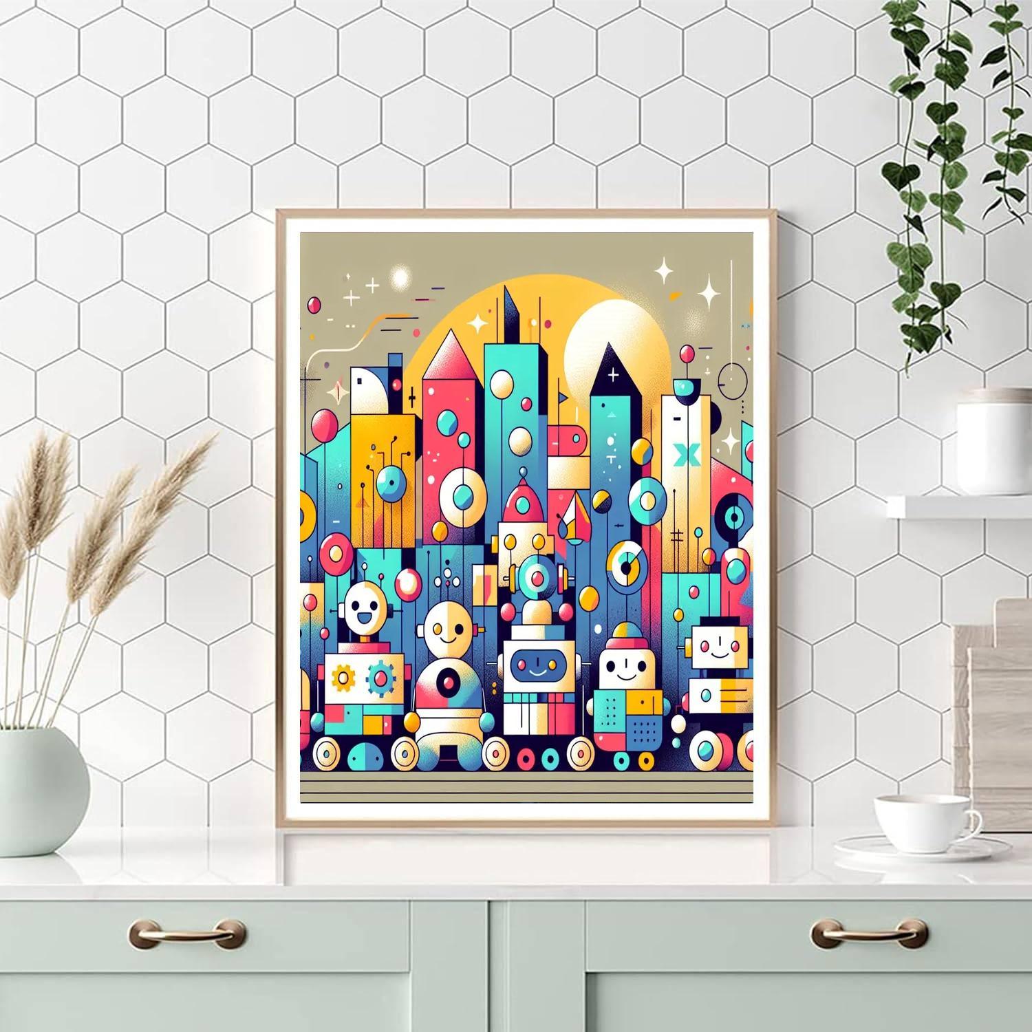 Funky Robot Parade Painting Number Kit
