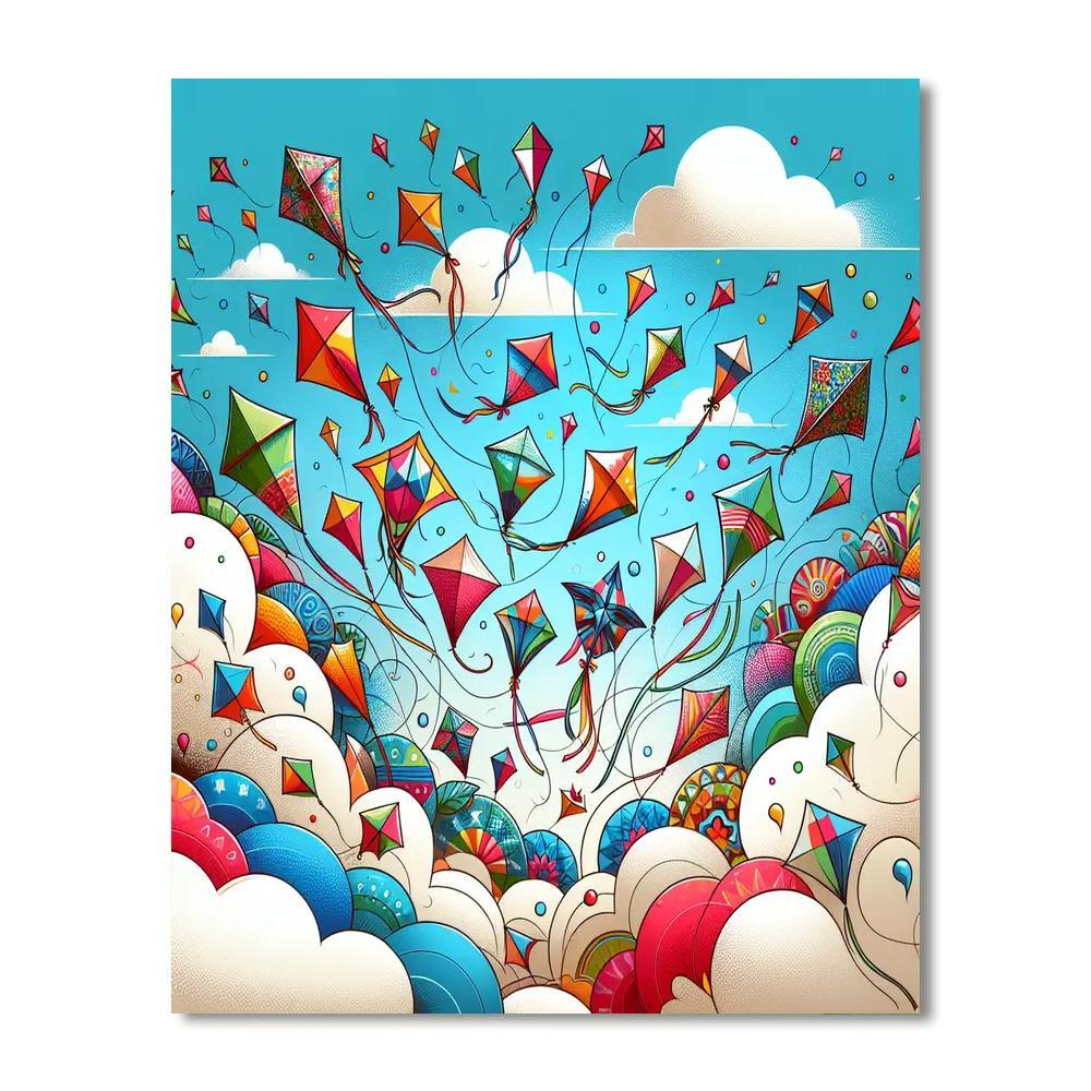 Vibrant Kite Festival Numbered Painting Kits