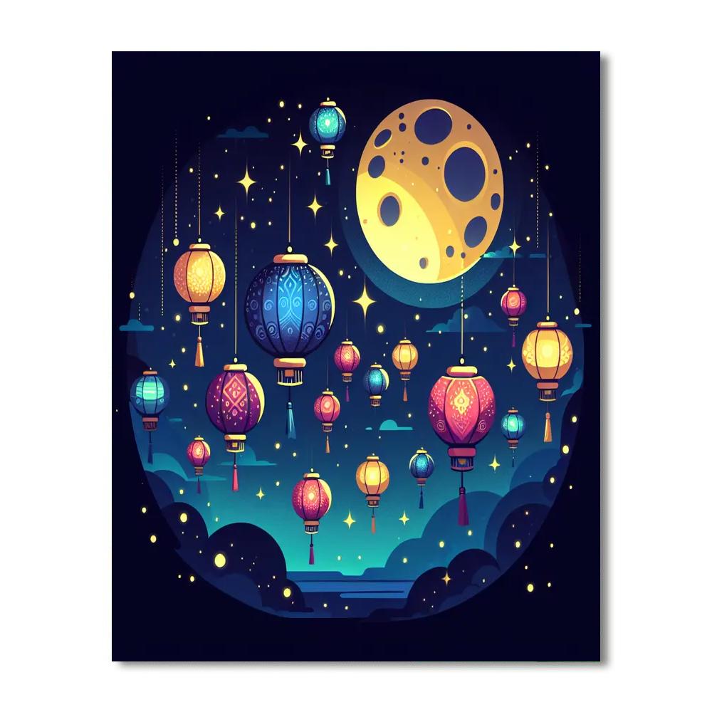 Lunar Lantern Parade Paint By Numbers Art