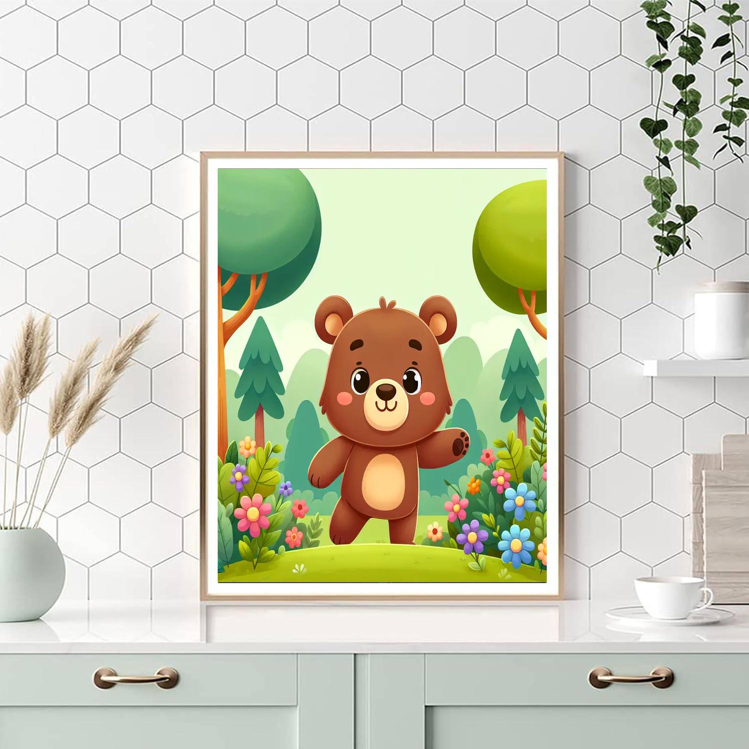 Curious Bear Cub Painting By Numbers Kit