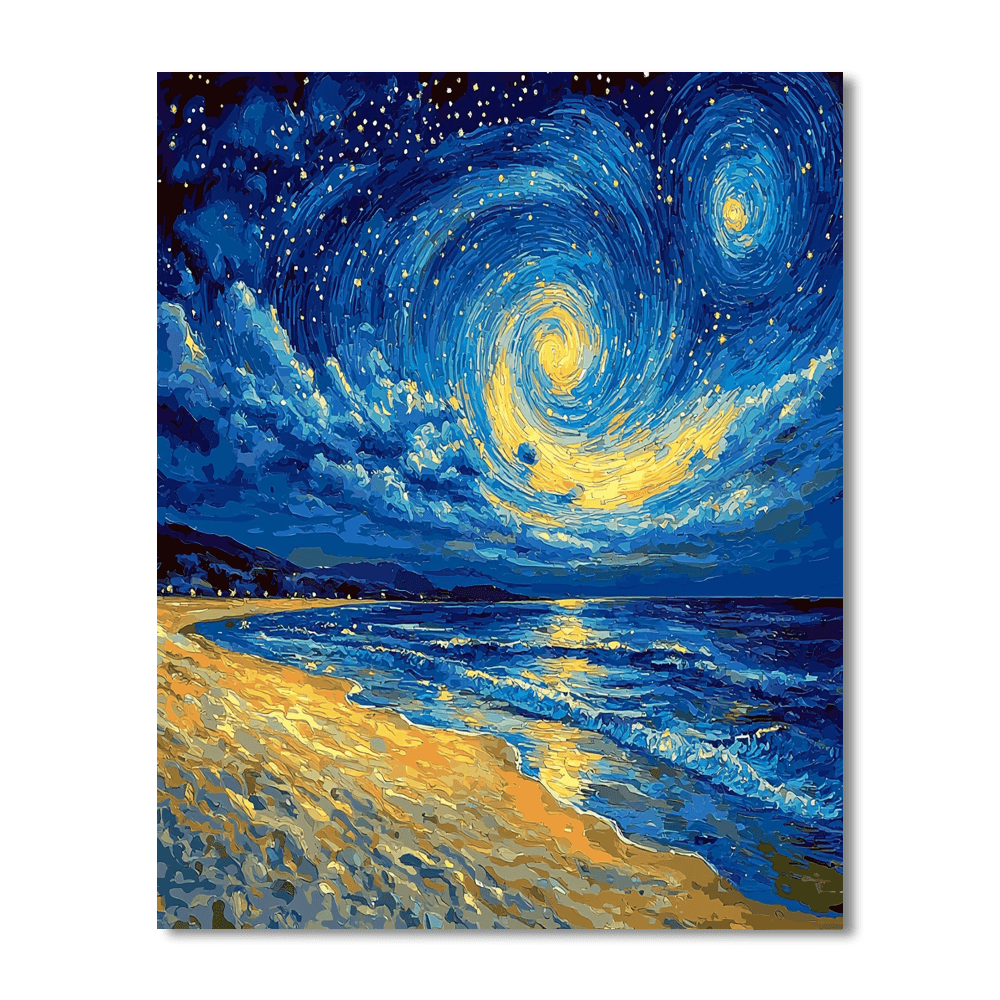 Vincent Van Gogh Inspired Starry Beachscape  Paint By Number