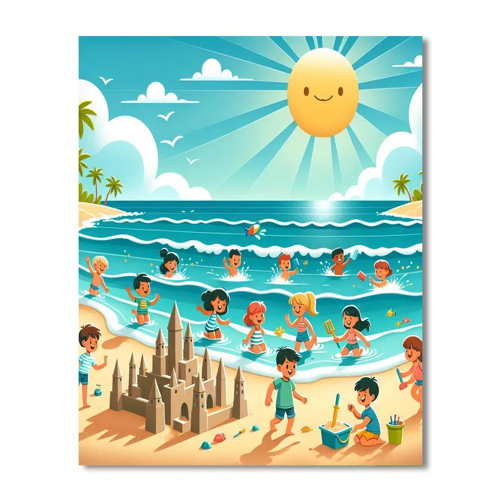 Sunny Beach Scene DIY Paint By Numbers