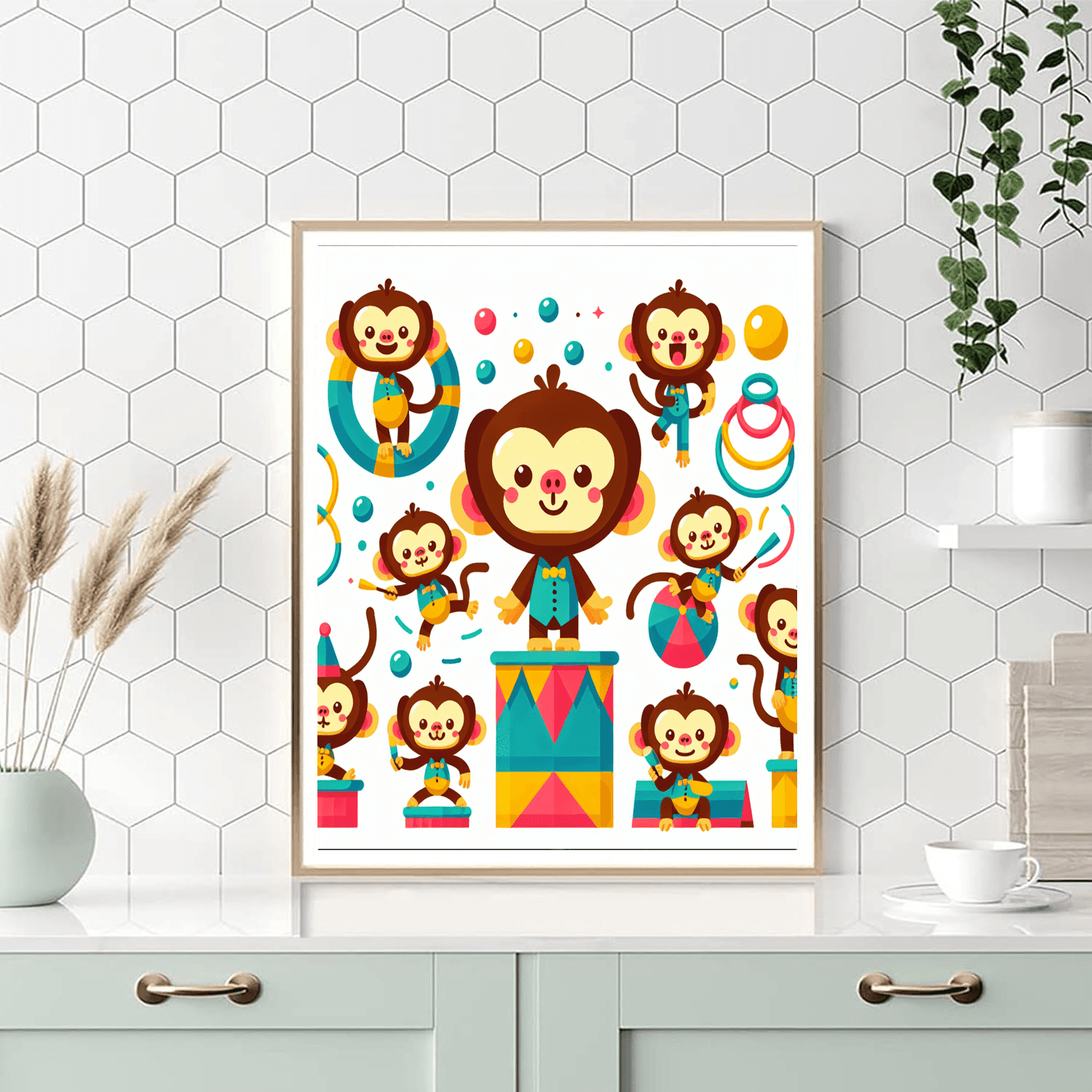 Mischievous Monkey Circus Number Painting