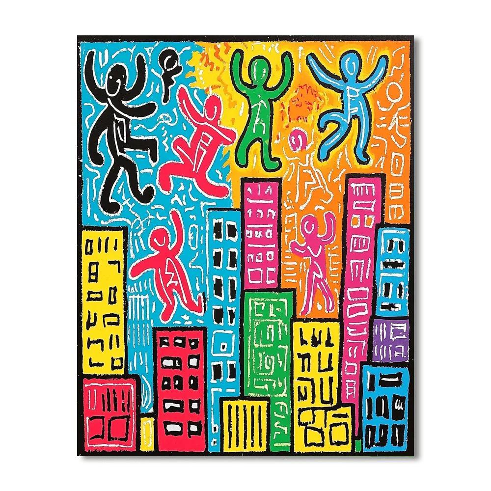 Keith Haring Inspired Kaleidoscope Of Whimsy  Numbered Painting Kits