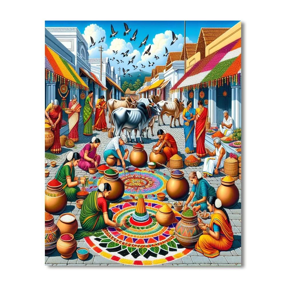 Pongal - Tamil Nadu Paint By Numbers Art