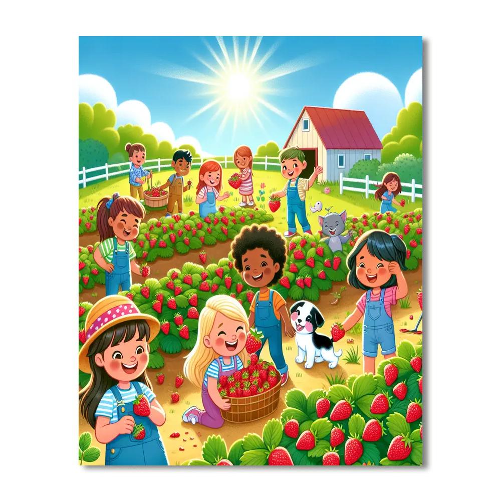 Sweet Strawberry Harvest Number Painting