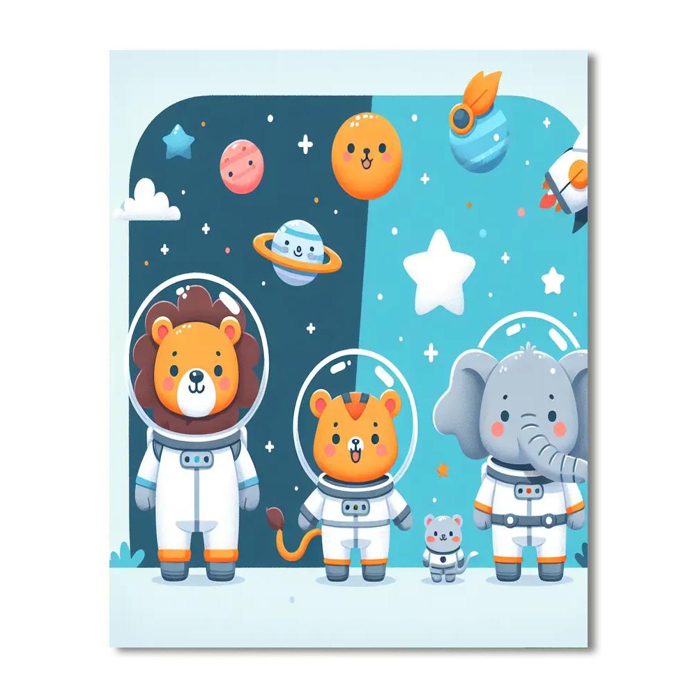 Astronaut Animal Pioneers Paint By Numbers Art