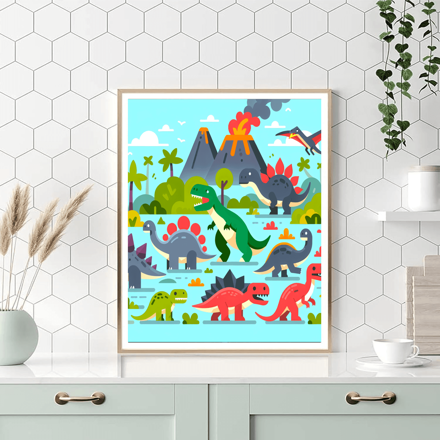 Dinosaurs In Action Paint By Numbers Art