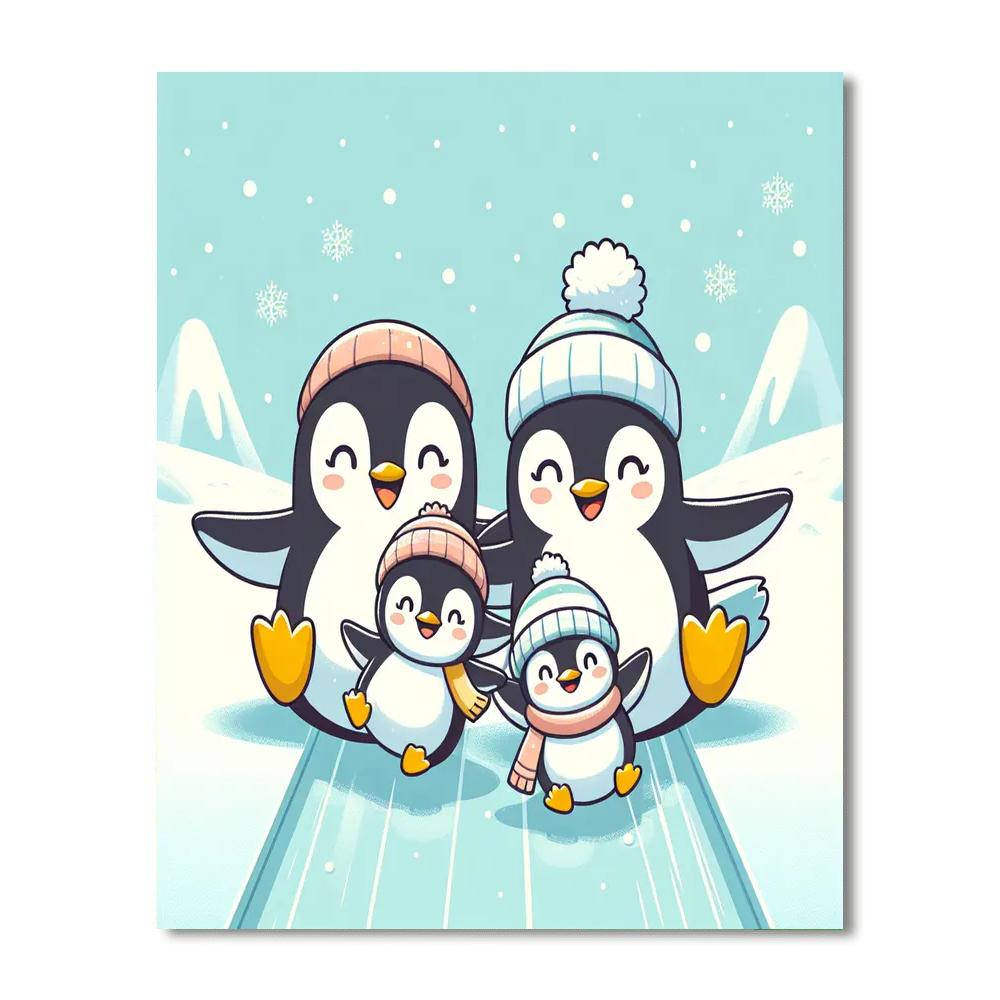 Cuddly Penguin Family DIY Paint By Numbers