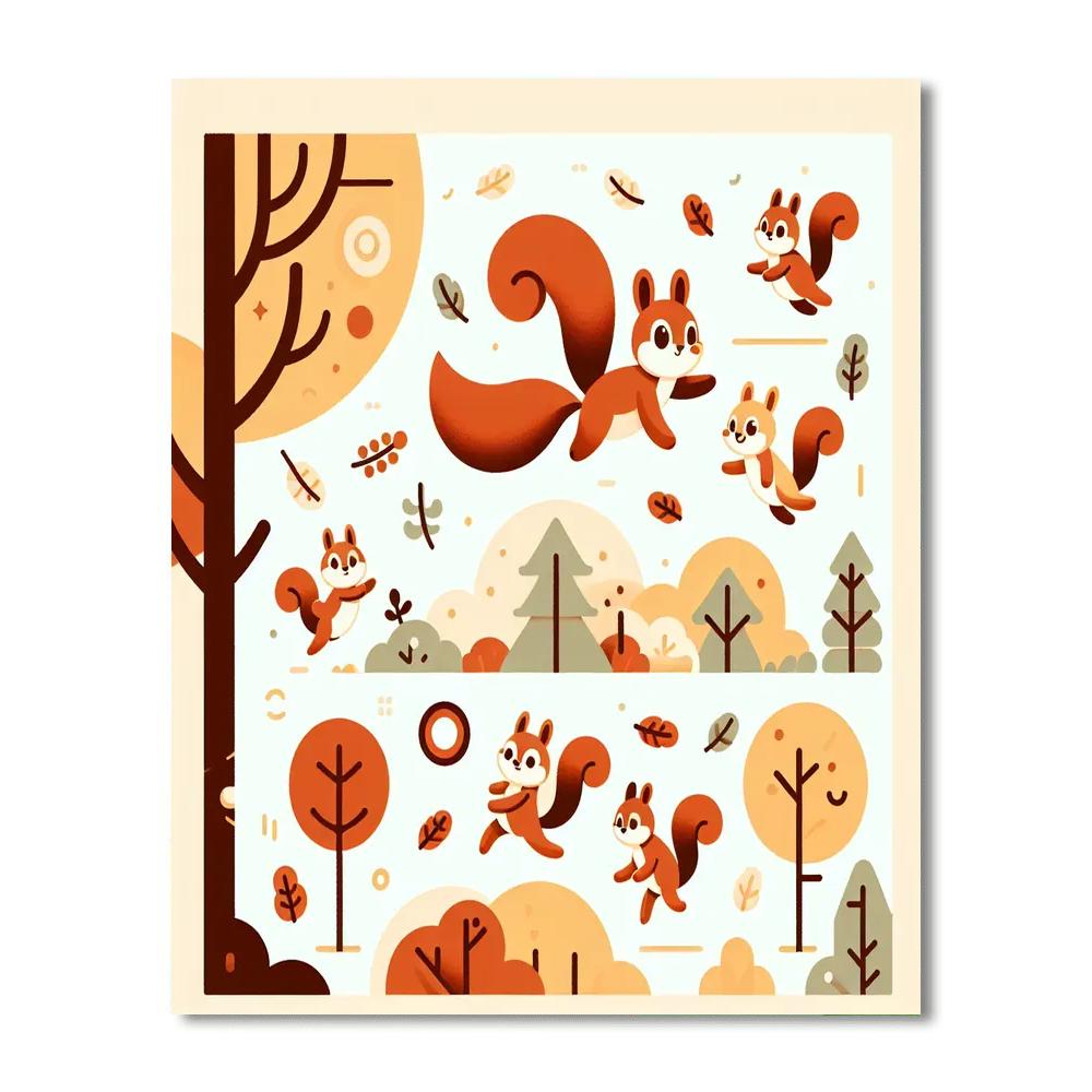 Sprightly Squirrel Shenanigans Number Painting