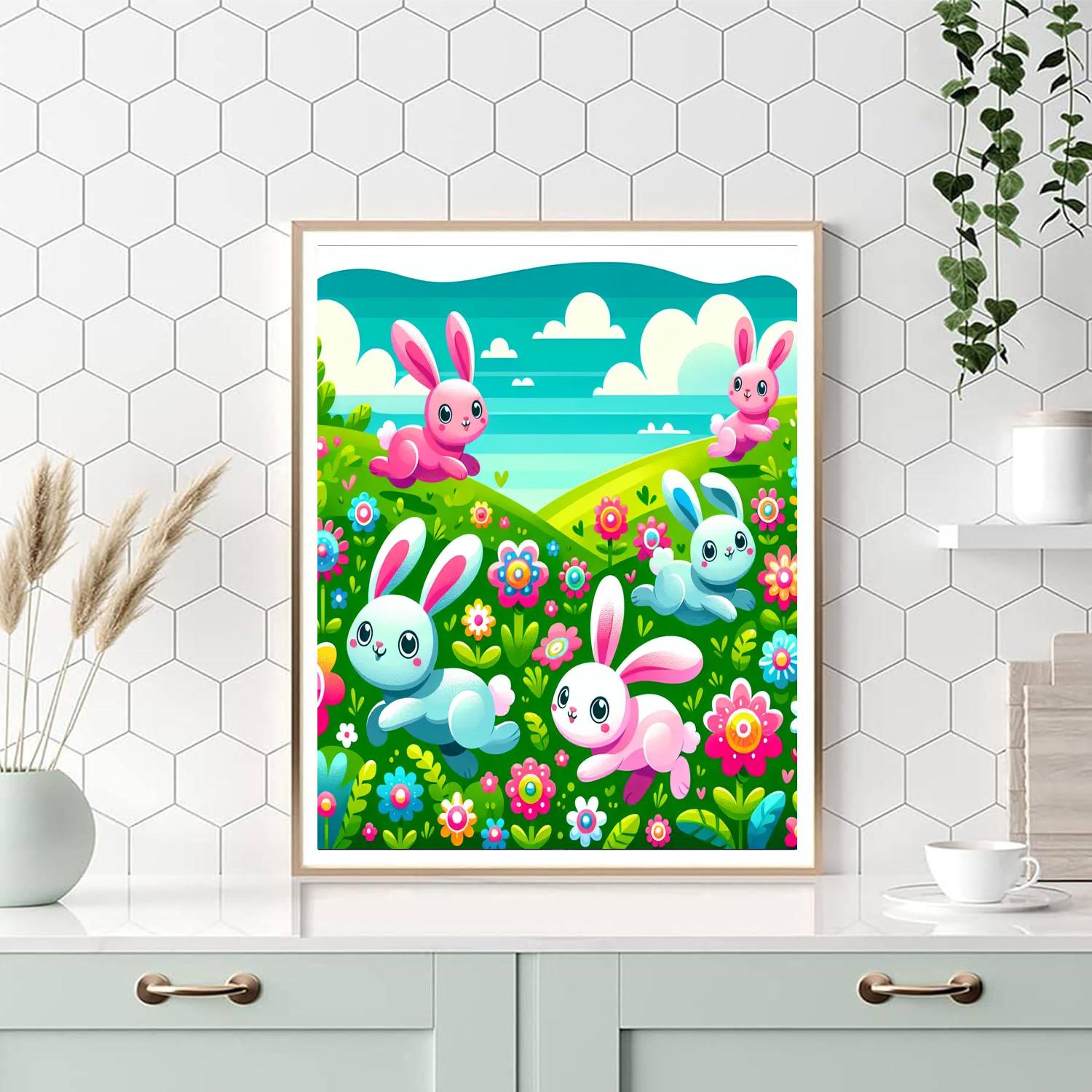 Bouncing Bunny Field Painting Number Kit