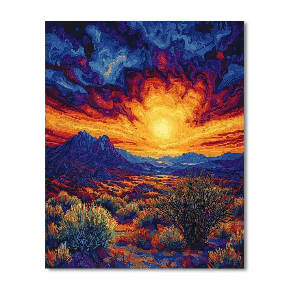 Maynard Dixon Inspired Majestic Desert Sunrise  Paint By Numbers