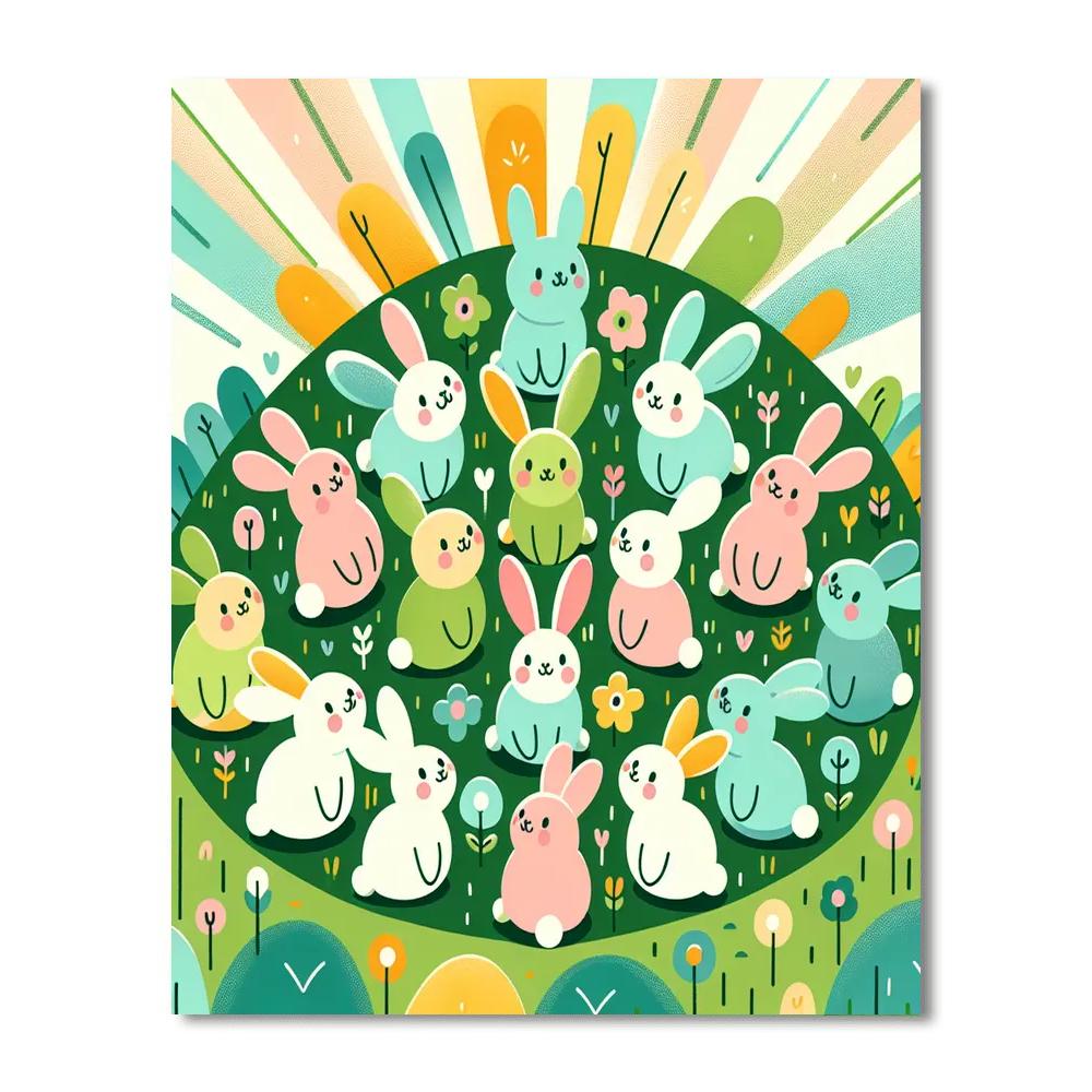Bouncing Bunny Pals Paint By Numbers Art