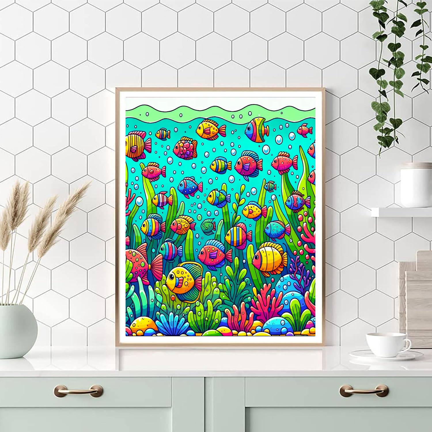 Bubbly Fish School Numbered Painting Kits