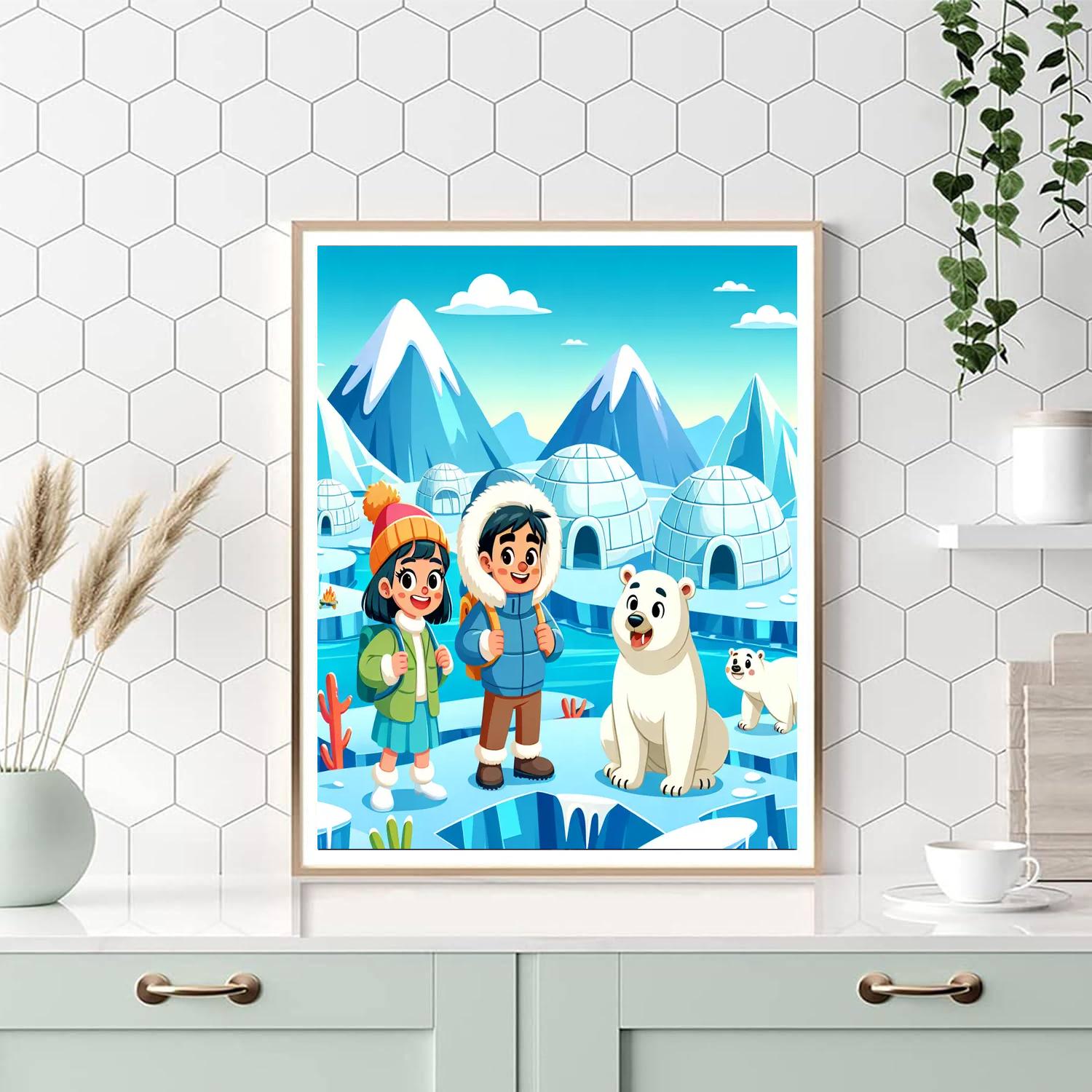 Frozen Tundra Trek Number Painting