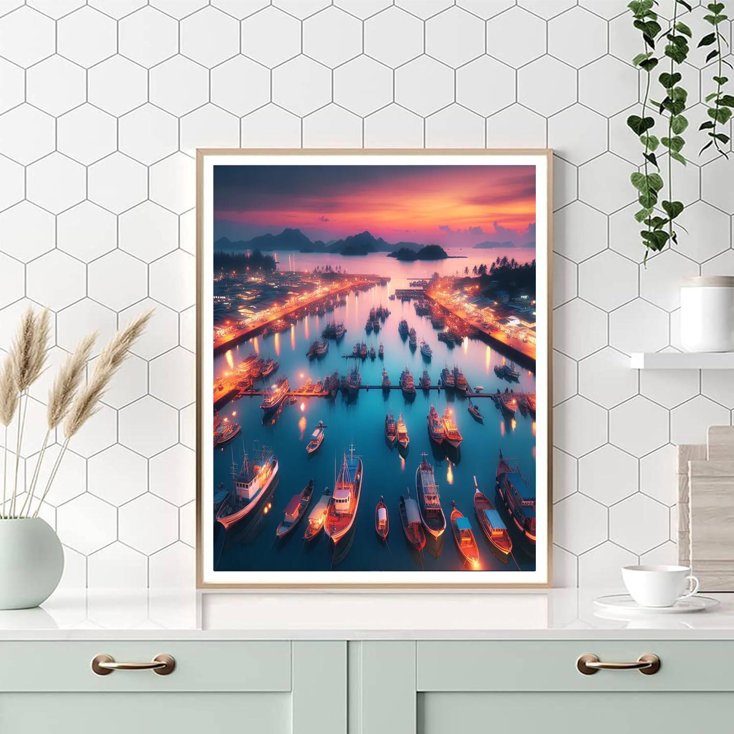 Twilight Over The Harbor Numbered Painting Kits