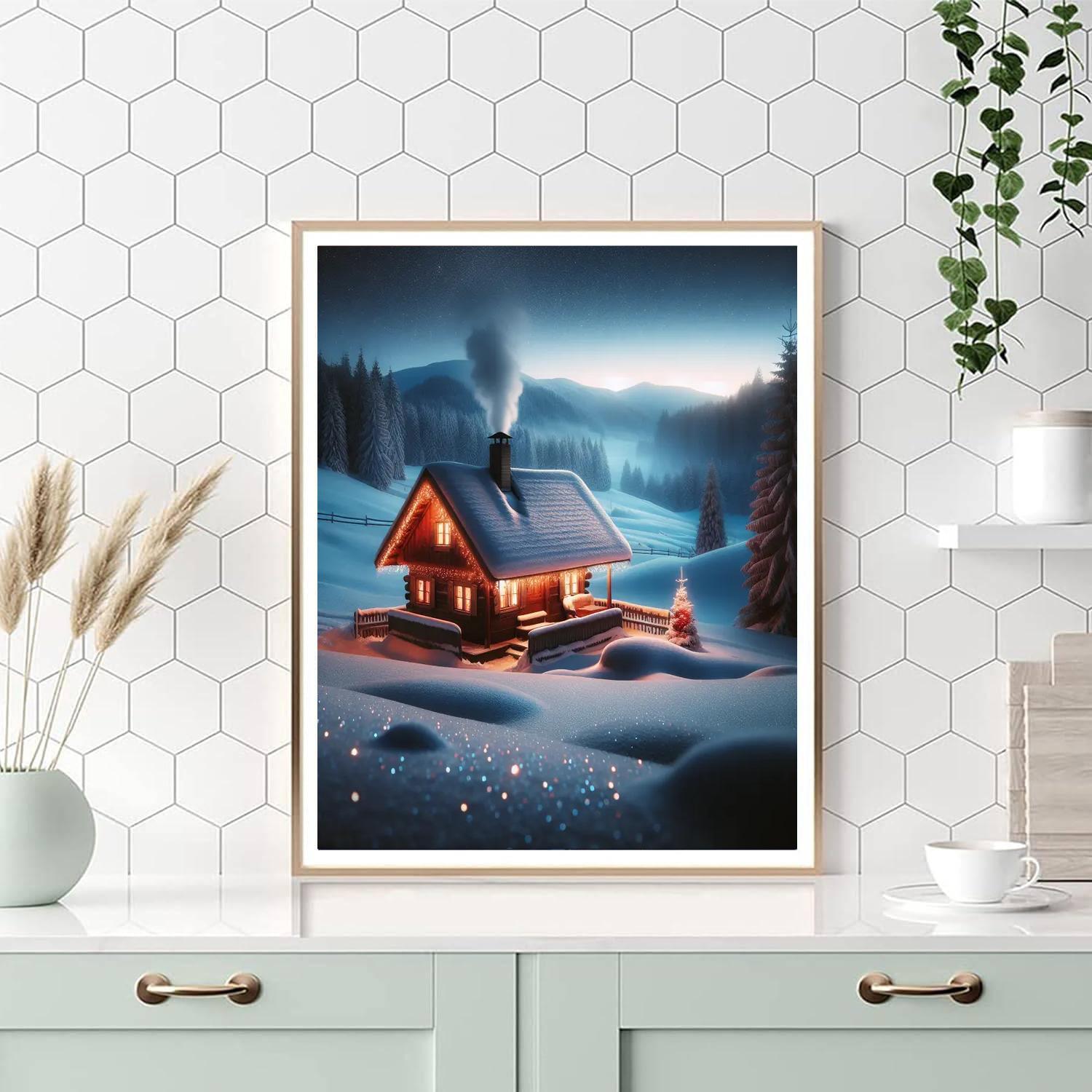 Serenity Of A Winter Cabin Paint By Color