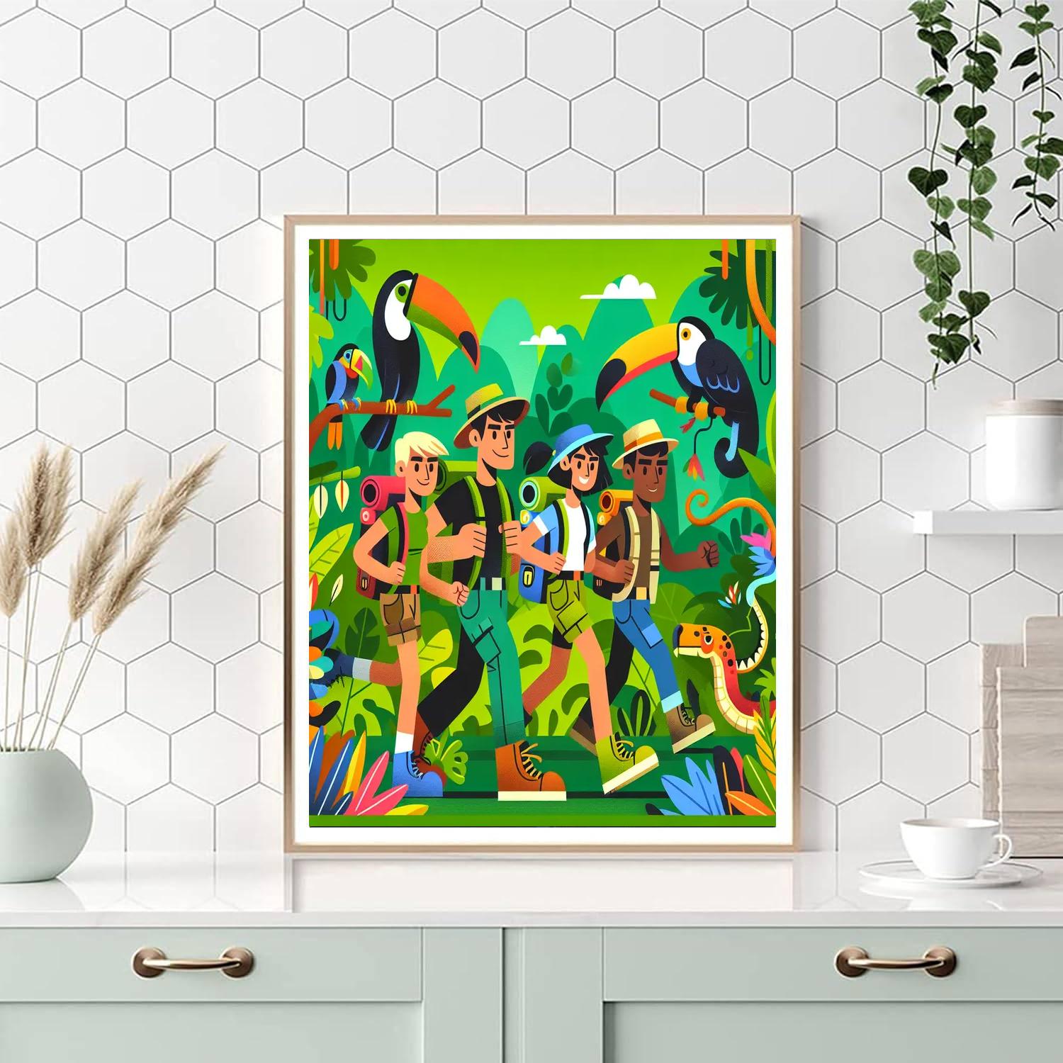 Explorers' Jungle Journey Paint By Numbers Art