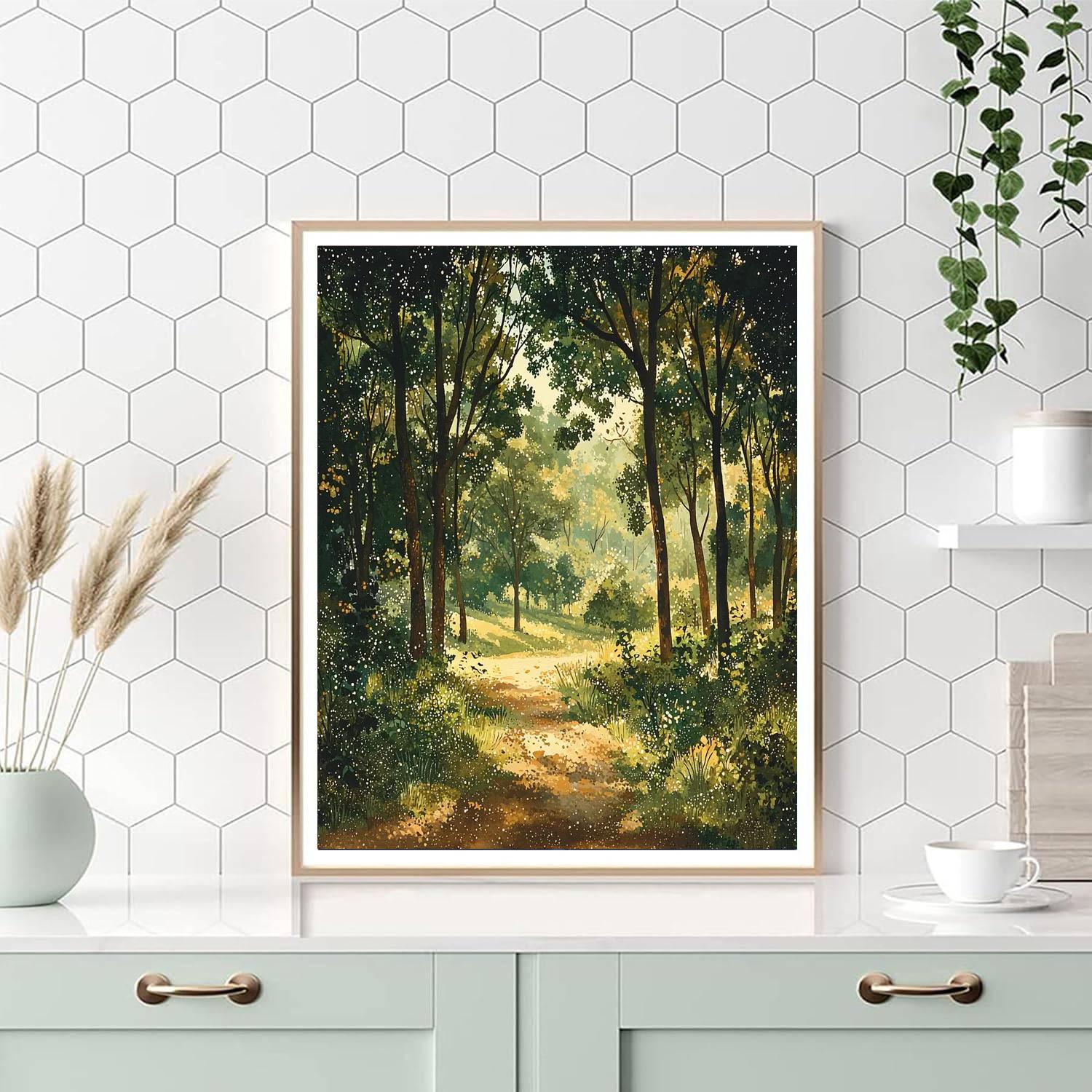 Georges Seurat Inspired Transcendent Forest  Paint By Numbers Art