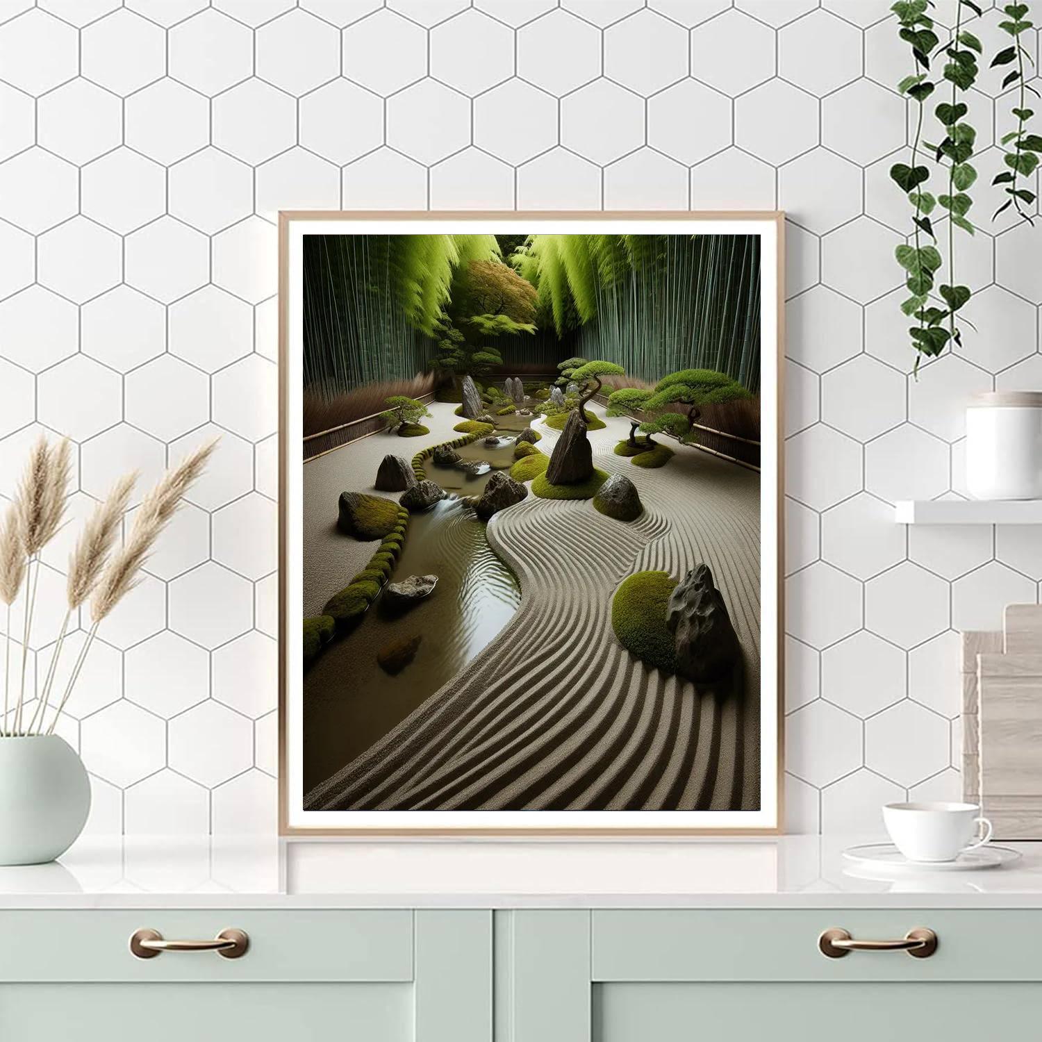 Tranquil Zen Garden Reflection Paint By Color