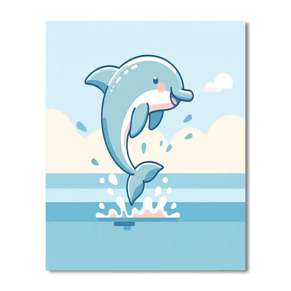 Curious Dolphin Splash Paint By Numbers Art