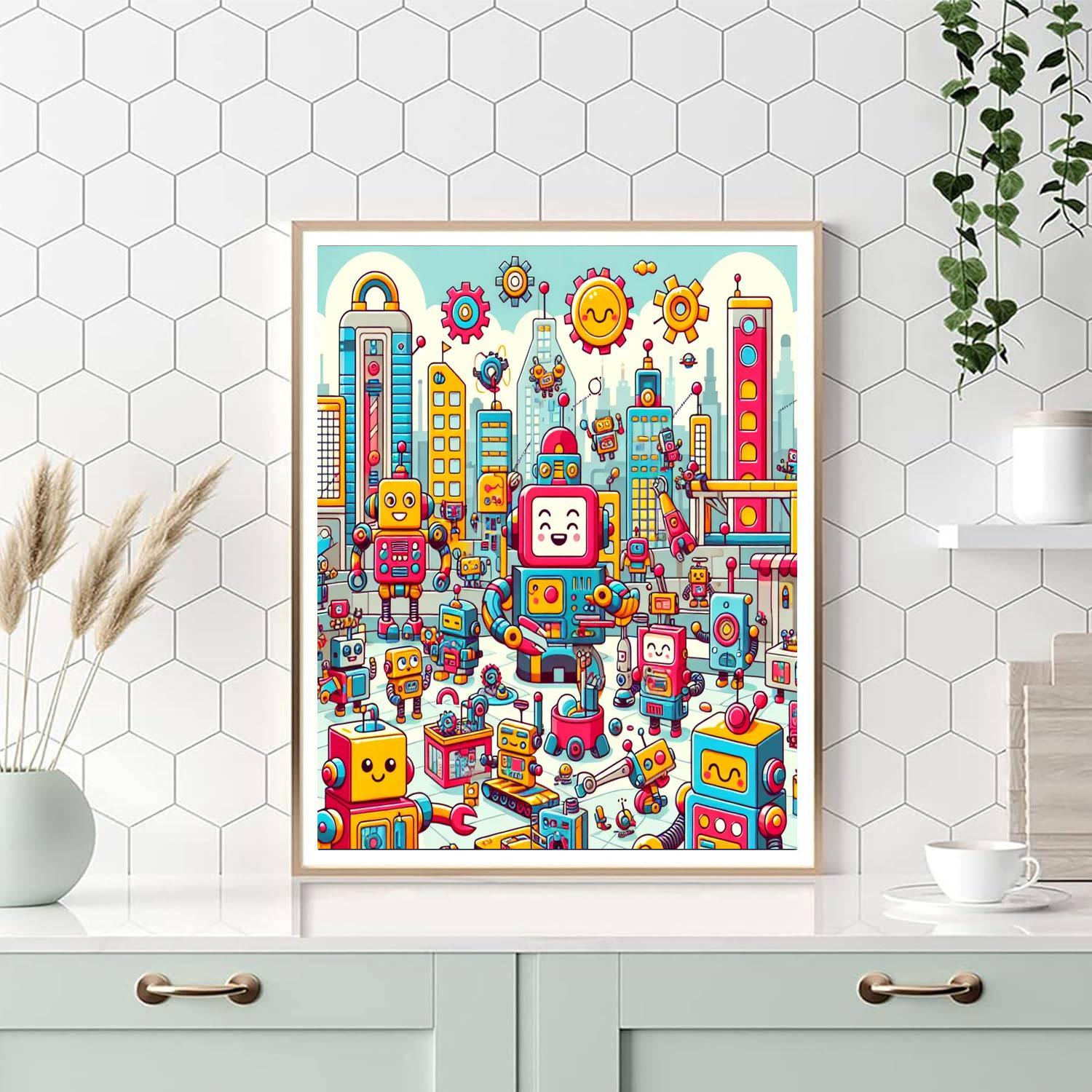 Friendly Robot World Paint By Color