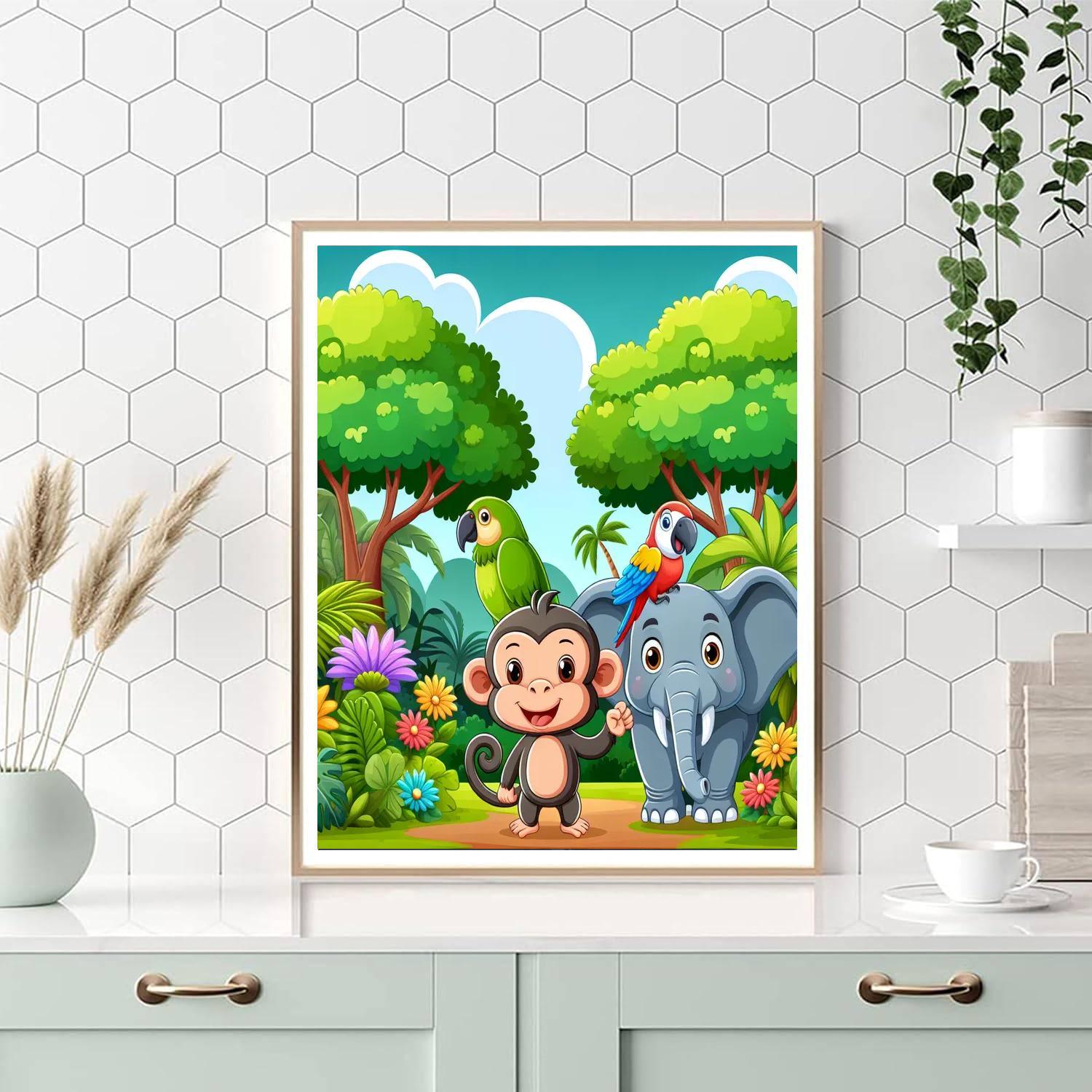 Jungle Adventure Safari Paint By Numbers Art