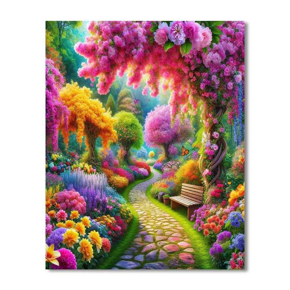 Floral Garden Pathway Paint By Number