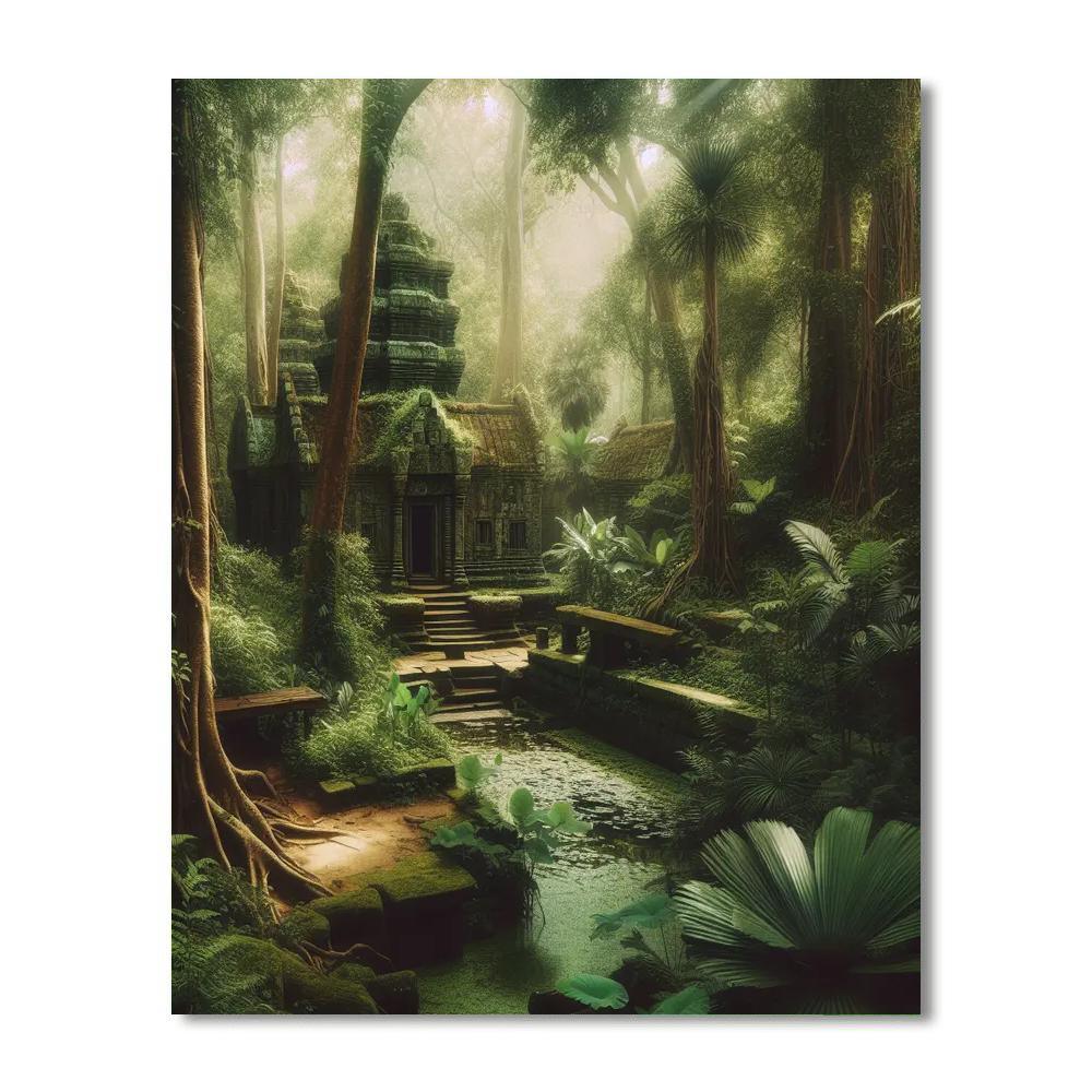 Ancient Forest Temple Painting By Numbers Kit