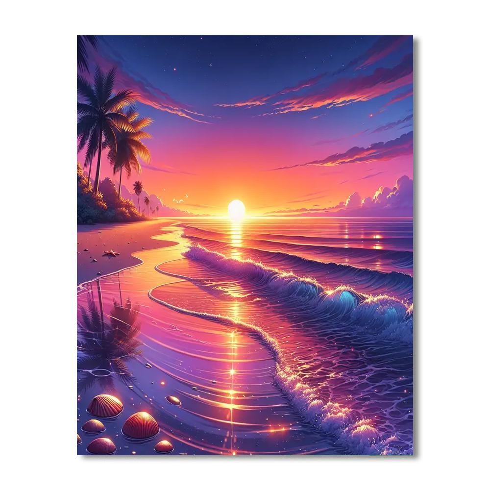 Calm Beach Sunset Paint By Numbers Art