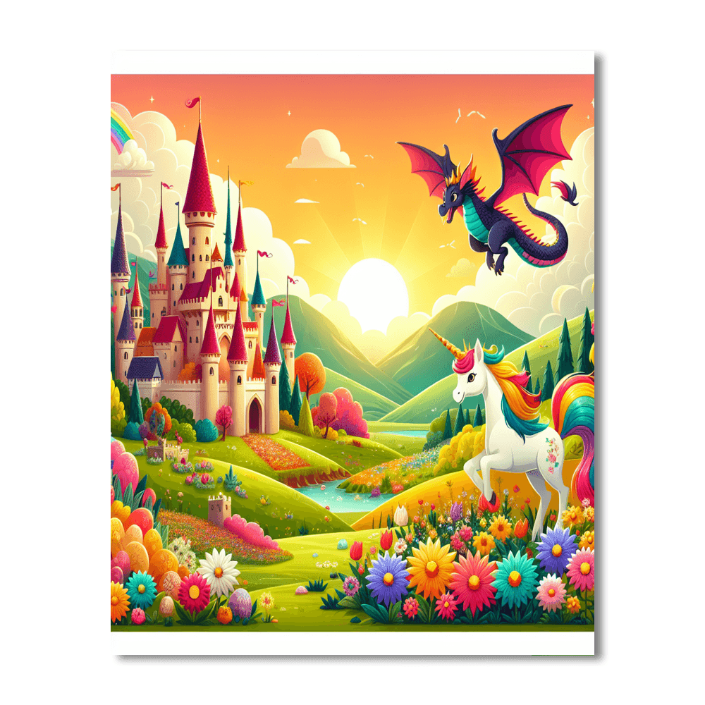 Fantasy Creatures And Castles Painting Number Kit