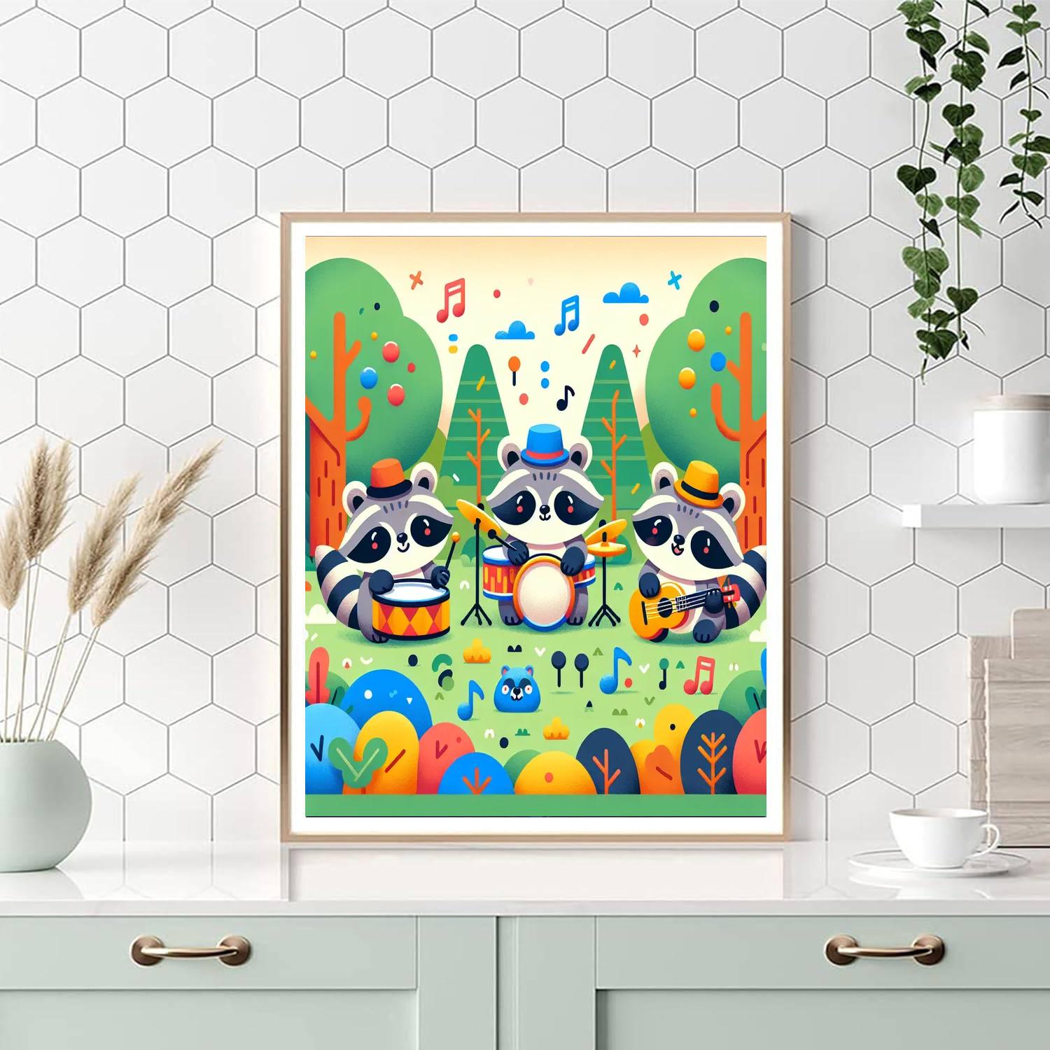 Rhythm And Rhyme Raccoons Numbered Painting Kits