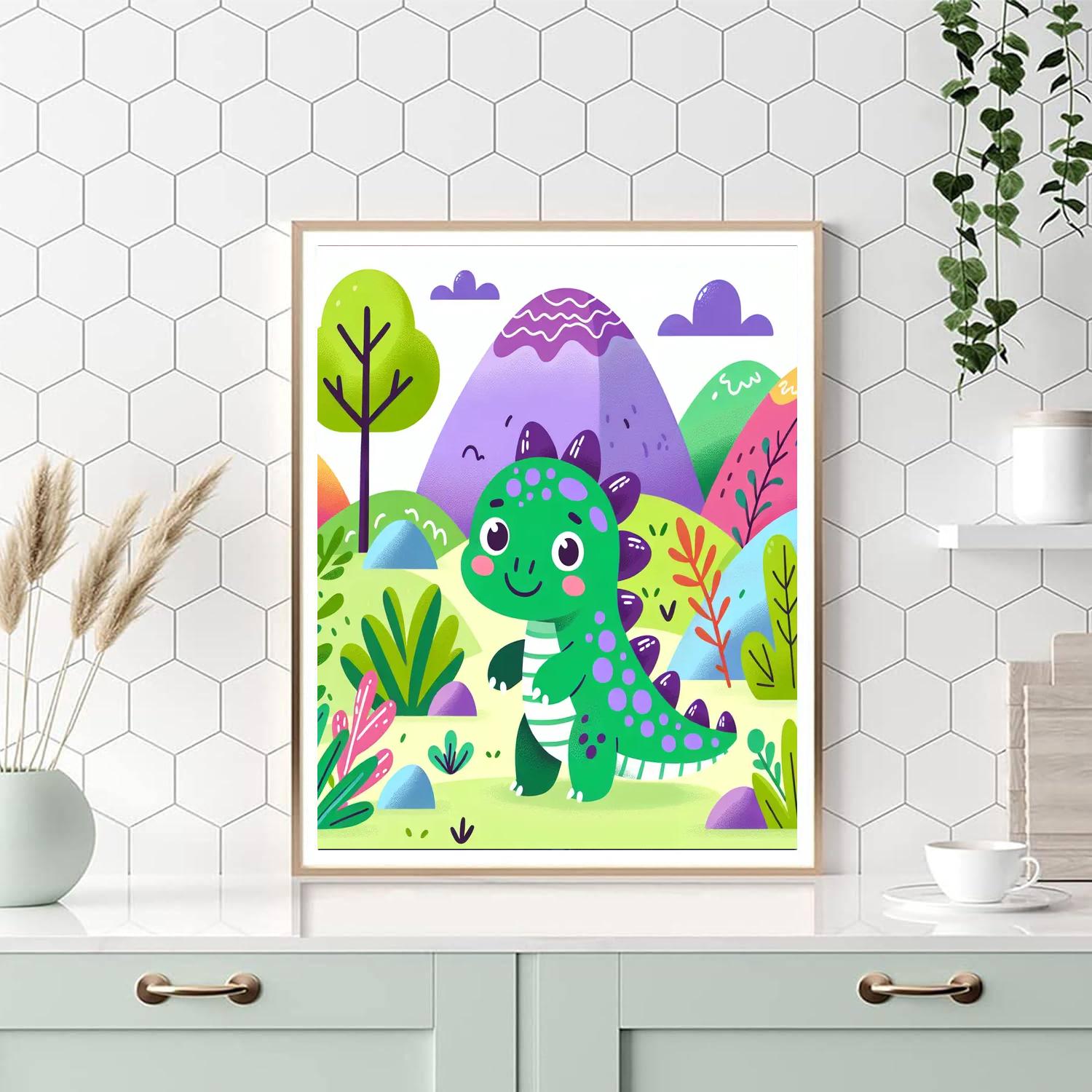 Lively Little Dinosaur Numbered Painting Kits