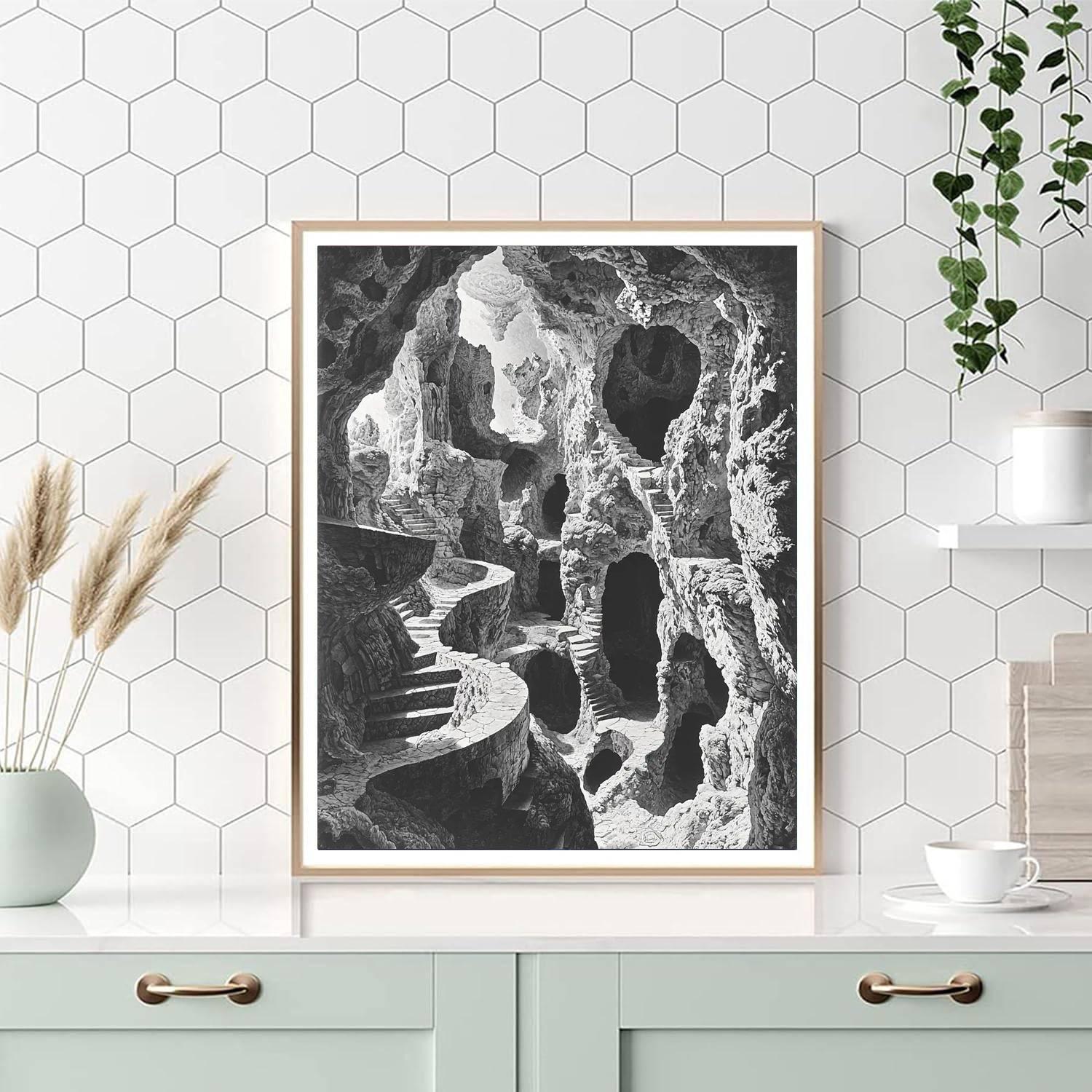 M.C. Escher Inspired Mystical Caverns  Paint By Number