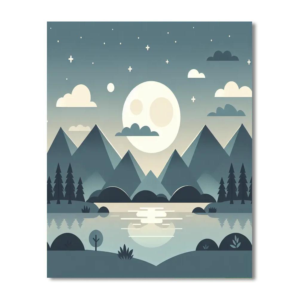 Moonlit Mountain Magic Paint By Color
