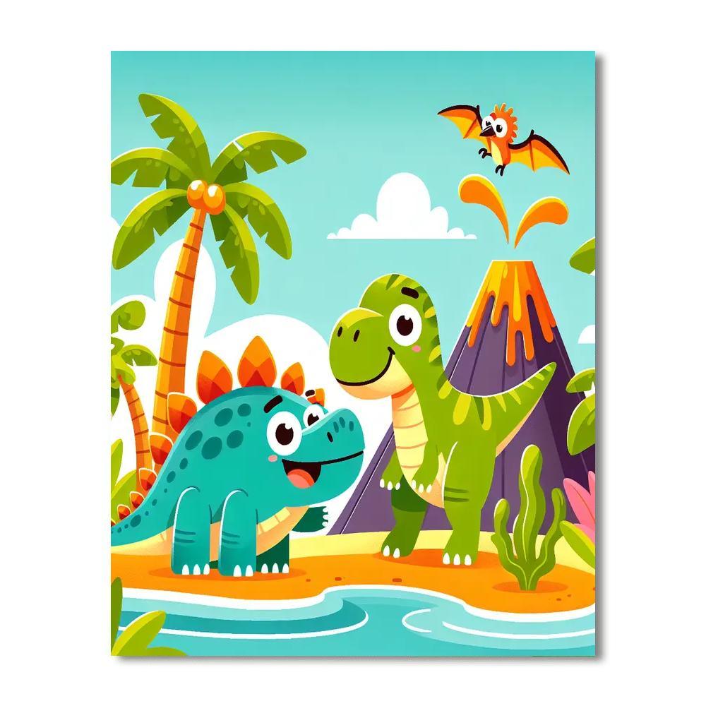 Dinosaur Island Paint By Numbers Art