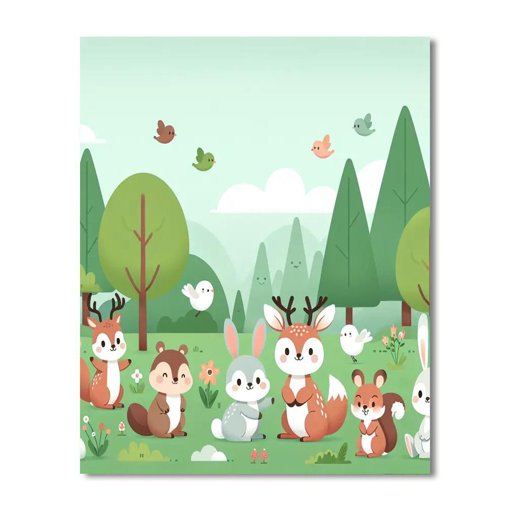 Forest Frolic With Friends Number Painting