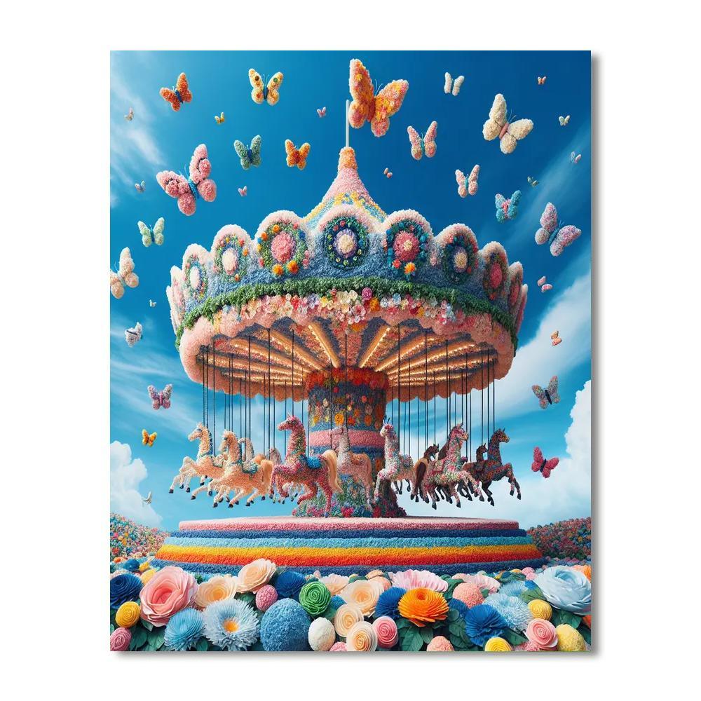Whimsical Flower Carousel Paint By Numbers Art