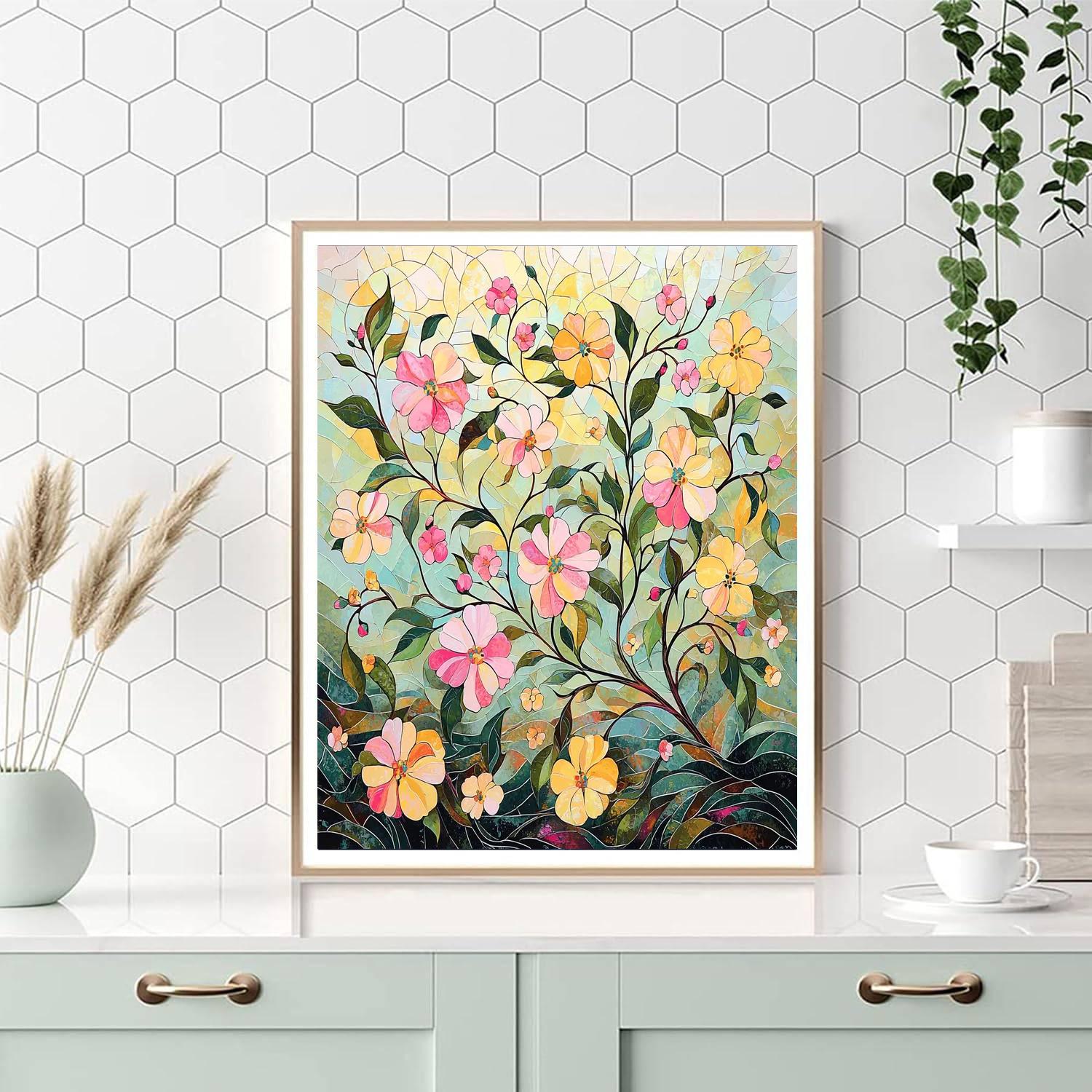 Alphonse Mucha Inspired Dancing Blossoms  Painting Number Kit