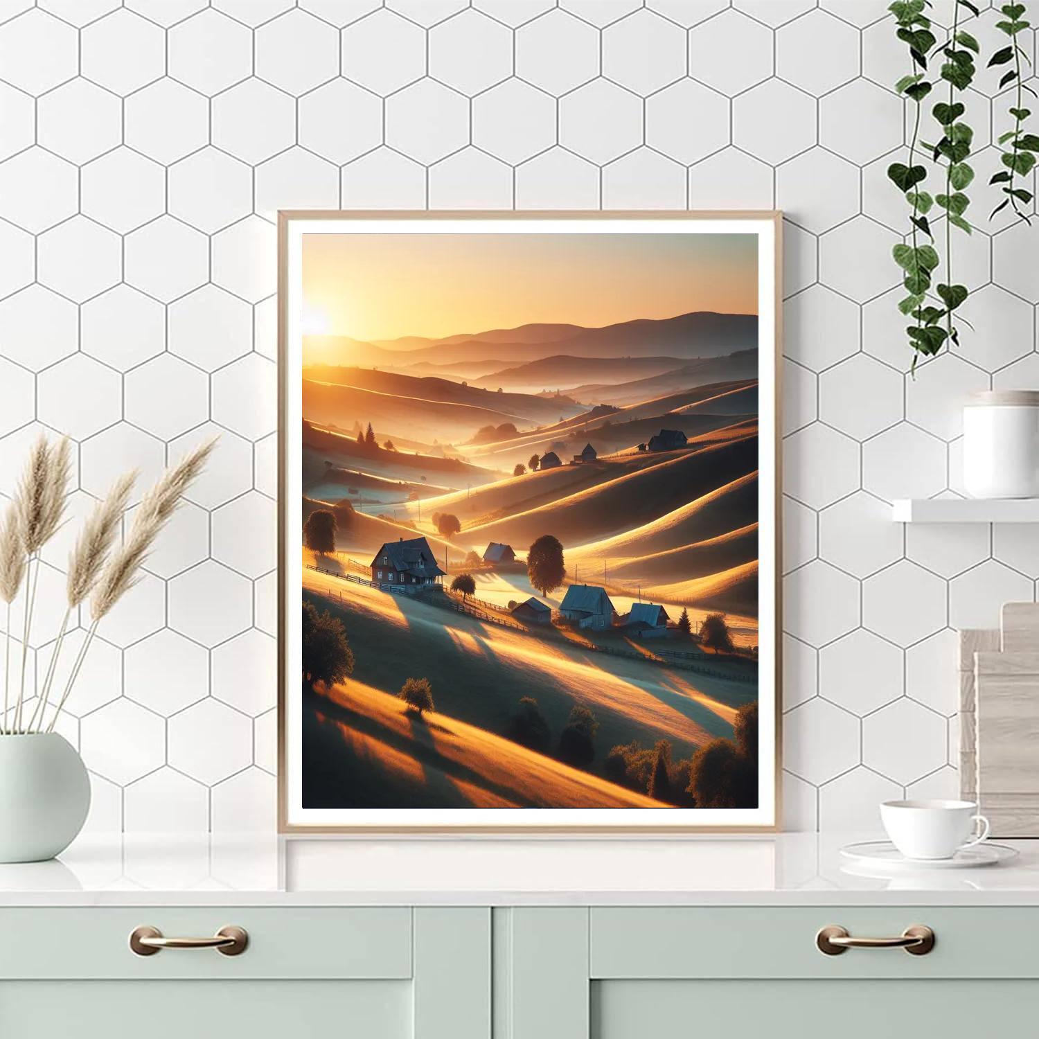 Sunrise Over Rolling Hills Numbered Painting Kits