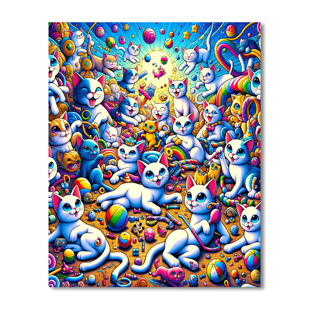 Whimsical Cat Parade Number Painting
