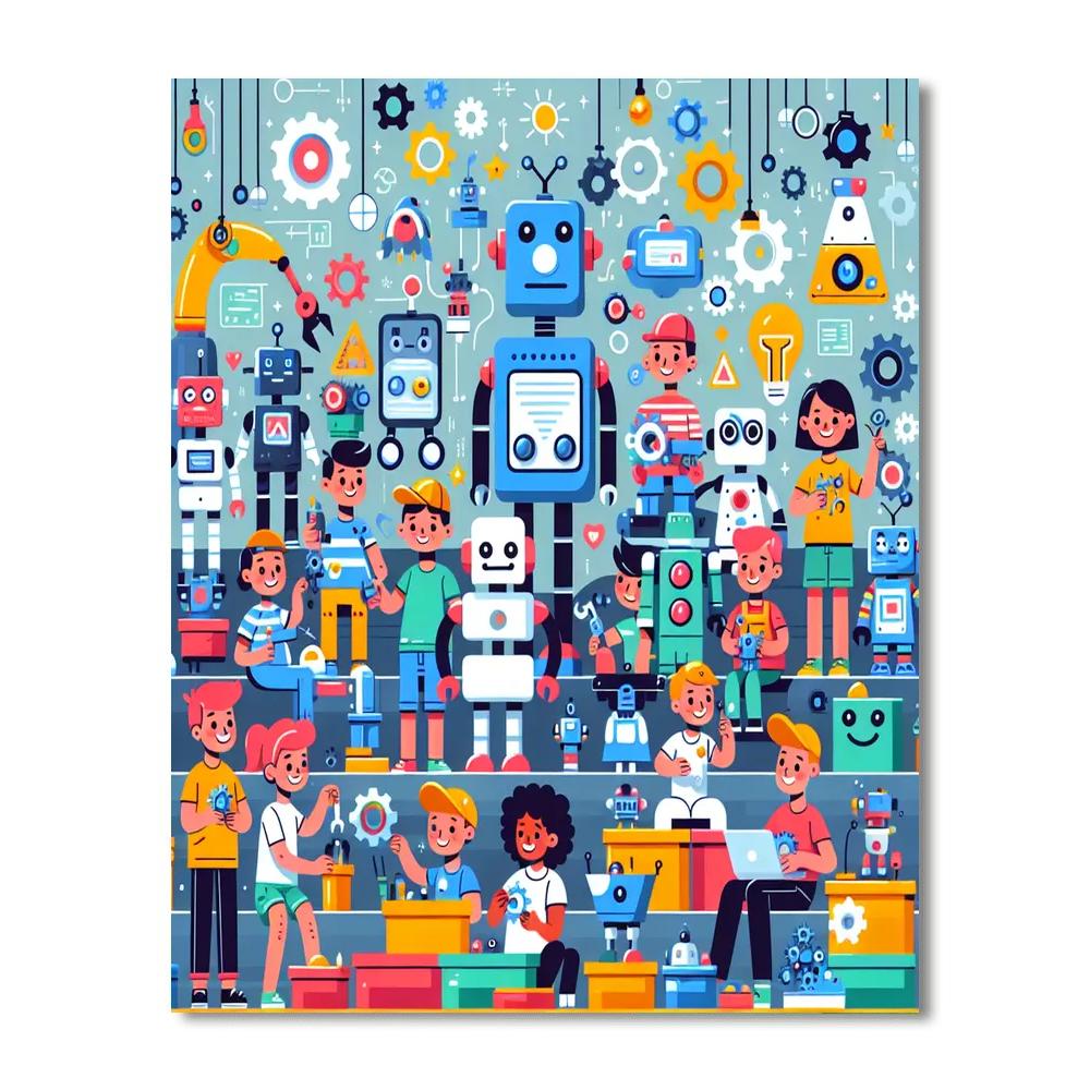 Robot Factory Discovery Painting Number Kit