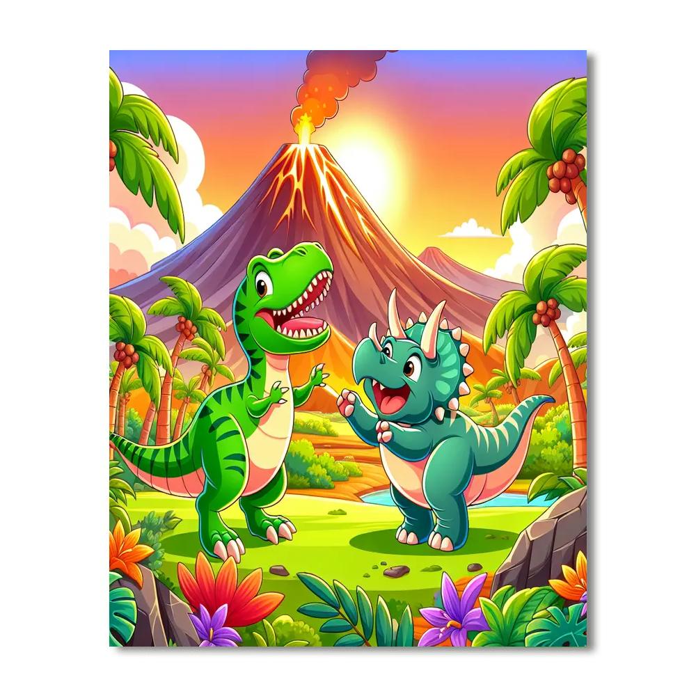 Friendly Dinosaurs Expedition Number Painting
