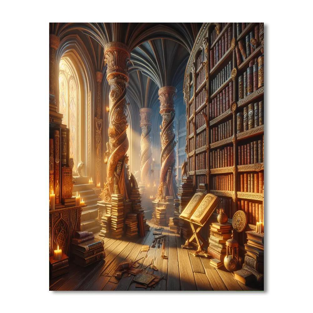 Enchanting Wizard's Library Paint By Color