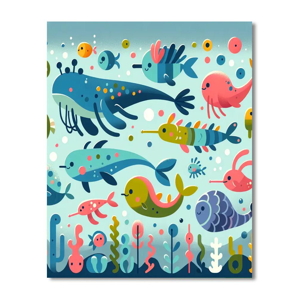 Silly Sea Creature Parade Painting Number Kit