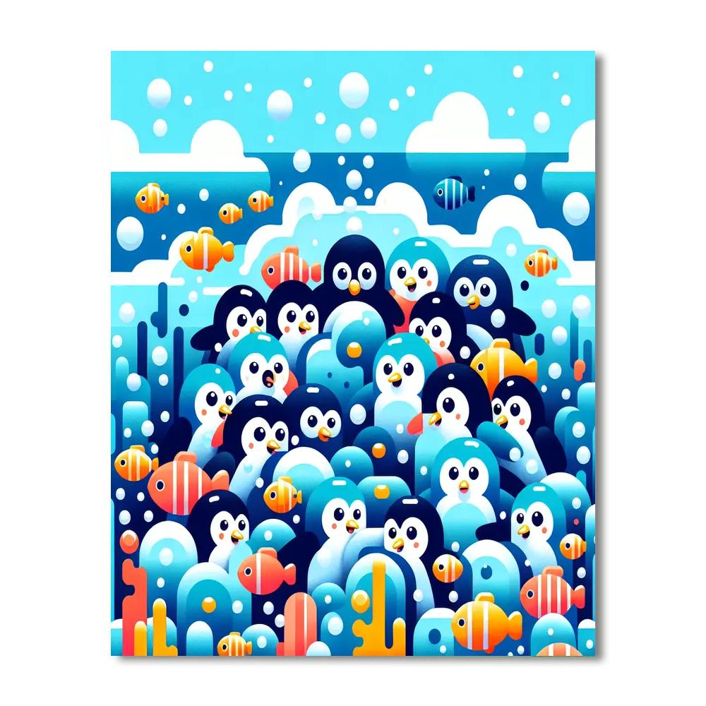 Undersea Adventure Penguins Painting Number Kit