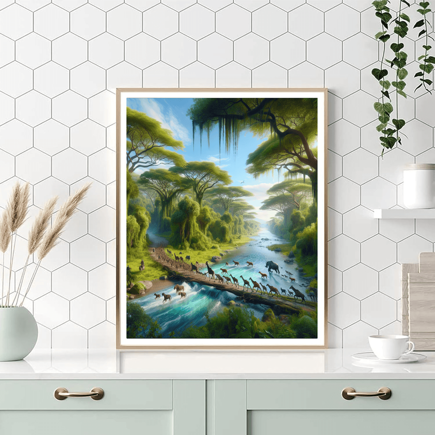 Safari River Crossing Number Painting