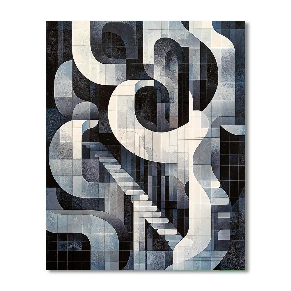 M.C. Escher Inspired Curvilinear Dreams  Numbered Painting Kits