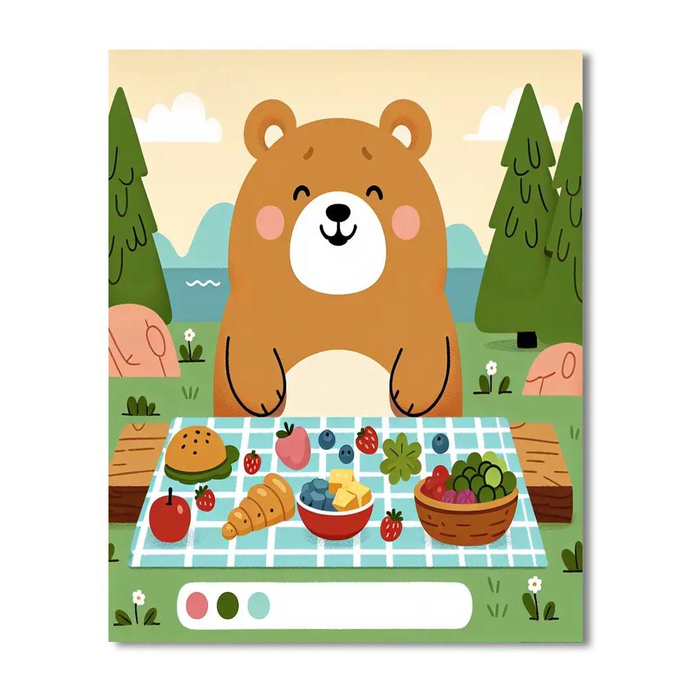 Forest Bear's Picnic Paint By Number